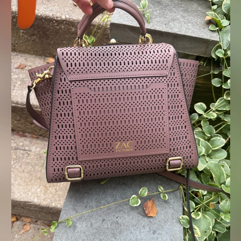 Stunning EUC chocolate Zac Posen Floral Embellished detailed Handbag